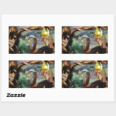 黄色と梅のスイレンとカタツムリ 長方形シール (シート)