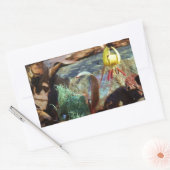 黄色と梅のスイレンとカタツムリ 長方形シール (封筒)