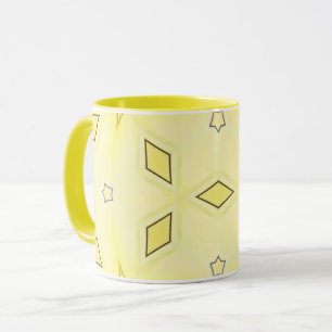 黄色と濃い茶色の星とダイヤモンド マグカップ