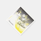 黄色と灰色かわいらしのブライダルシャワー スタンダードカクテルナプキン (角)