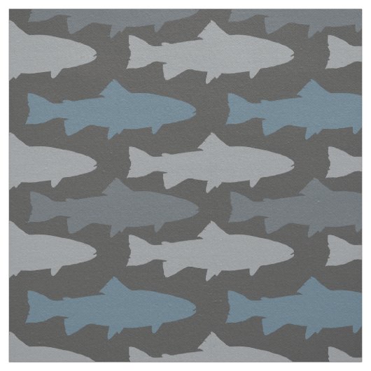 黄色と灰色のおもしろいマスの魚のパターン ファブリック (見本)