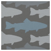 黄色と灰色のおもしろいマスの魚のパターン ファブリック (クローズアップ)
