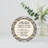 黄色と灰色のおもしろいマスの魚のパターン 招待状 (スタンド正面)