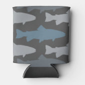 黄色と灰色のおもしろいマスの魚のパターン 缶クーラー (正面)