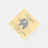 黄色と灰色のかわいい象の赤ちゃんシャワーナプキン スタンダードカクテルナプキン (角)