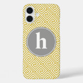 黄色と灰色のギリシャ鍵模様モノグラム Case-Mate iPhoneケース (裏面)