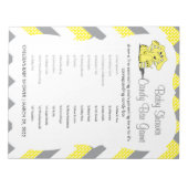 黄色と灰色のシェブロン象の赤ちゃんシャワーゲーム2 ノートパッド (正面)