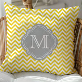 黄色と灰色のシボモノグラムのン クッション