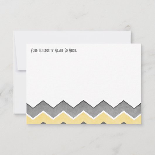 黄色と灰色のジグザグパターンありがとう サンキューカード (裏面)