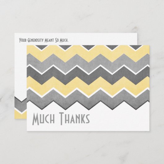 黄色と灰色のジグザグパターンありがとう サンキューカード (正面/裏面)