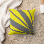 黄色と灰色のストライプの枕 クッション (ブランケット)