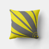 黄色と灰色のストライプの枕 クッション (裏面)
