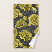 黄色と灰色のナイトピーニーの庭 バスタオルセット (ハンドタオル)