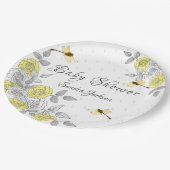 黄色と灰色のバラトンフライ赤ちゃんシャワー紙 ペーパープレート (アングル)
