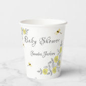 黄色と灰色のバラトンフライ赤ちゃんシャワー紙 紙コップ (裏面)