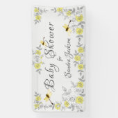 黄色と灰色のバラトンボ赤ちゃんシャワーバン 横断幕 (縦)