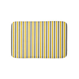 黄色と灰色のパタストライプのーンモダン バスマット