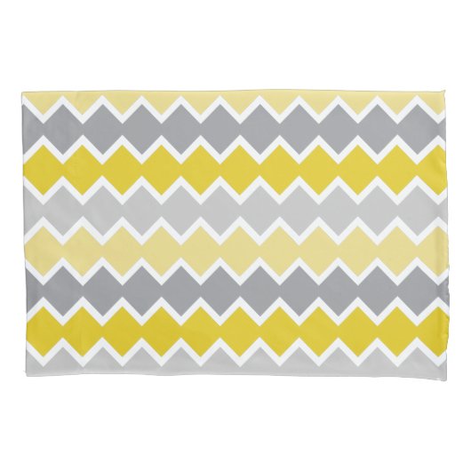 黄色と灰色のパターン 枕カバー (正面左)