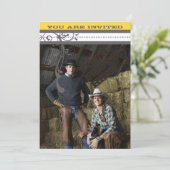 黄色と灰色のファンキー渦巻き結婚式日付を保存 セーブザデート (スタンド正面)