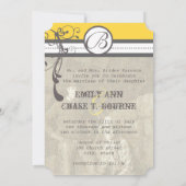 黄色と灰色のファンキー渦巻き結婚式日付を保存 セーブザデート (裏面)