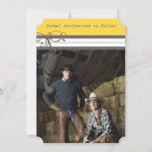 黄色と灰色のファンキー渦巻き結婚式日付を保存 セーブザデート (裏面)