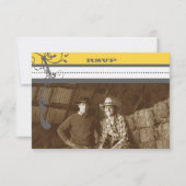 黄色と灰色のファンキー渦巻き結婚式日付を保存 招待状 (正面)