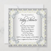 黄色と灰色のベビーガールシャワー 招待状 (裏面)