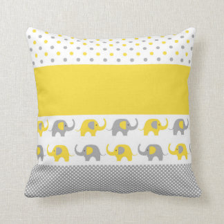 黄色と灰色のミニ象の枕 クッション