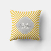 黄色と灰色のモノグラムストライプの クッション (裏面)