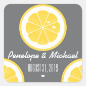 黄色と灰色のレモンハート結婚種子 スクエアシール (正面)