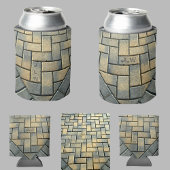 黄色と灰色のレンガのパターン(イニシャル付) 缶クーラー