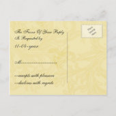 黄色と灰色のヴィンテージの結婚花色 インビテーションポストカード (裏面)