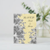 黄色と灰色のヴィンテージの結婚花色 インビテーションポストカード (スタンド正面)