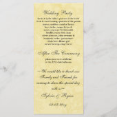 黄色と灰色のヴィンテージの結婚花色 プログラム (裏面)