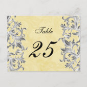 黄色と灰色のヴィンテージの結婚花色 ポストカード (正面)