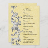 黄色と灰色のヴィンテージの結婚花色 メニュー (正面/裏面)