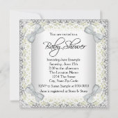黄色と灰色のヴィンテージベビーガールシャワー 招待状 (裏面)