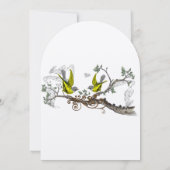 黄色と灰色のヴィンテージ鳥の結婚式の招待 招待状 (裏面)