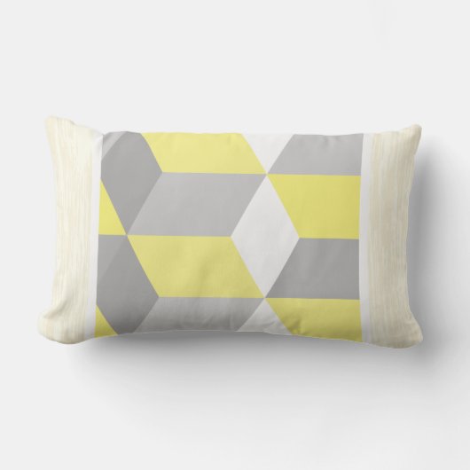 黄色と灰色の幾何モダンパターン アウトドアクッション (正面)