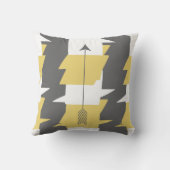 黄色と灰色の抽象芸術パターンデザイン枕 クッション (裏面)