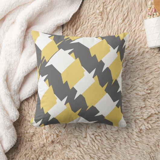 黄色と灰色の抽象芸術パターンデザイン枕 クッション (ブランケット)