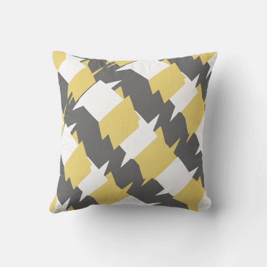 黄色と灰色の抽象芸術パターンデザイン枕 クッション (裏面)