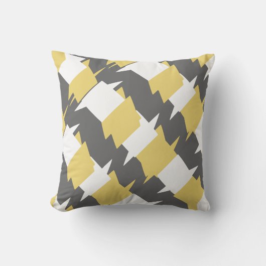 黄色と灰色の抽象芸術パターンデザイン枕 クッション (正面)