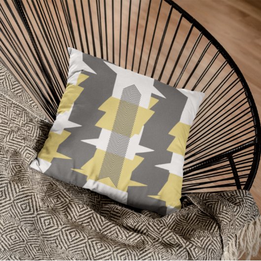 黄色と灰色の抽象芸術パターンデザイン枕 クッション