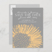 黄色と灰色の抽象芸術フローラ日付の保存 案内ポストカード (正面/裏面)