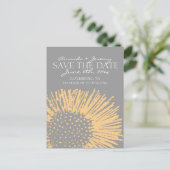 黄色と灰色の抽象芸術フローラ日付の保存 案内ポストカード (スタンド正面)