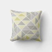 黄色と灰色の抽象芸術三角形パターン クッション (正面)