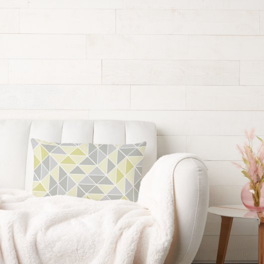 黄色と灰色の抽象芸術三角形パターン ランバークッション (ソファ)