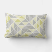 黄色と灰色の抽象芸術三角形パターン ランバークッション (正面)
