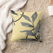 黄色と灰色の抽象芸術水の色葉の クッション (ブランケット)